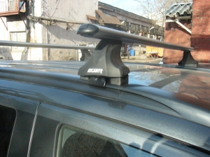 Багажник для Mitsubishi Outlander 3 на интегрированные рейлинги прямоугольный